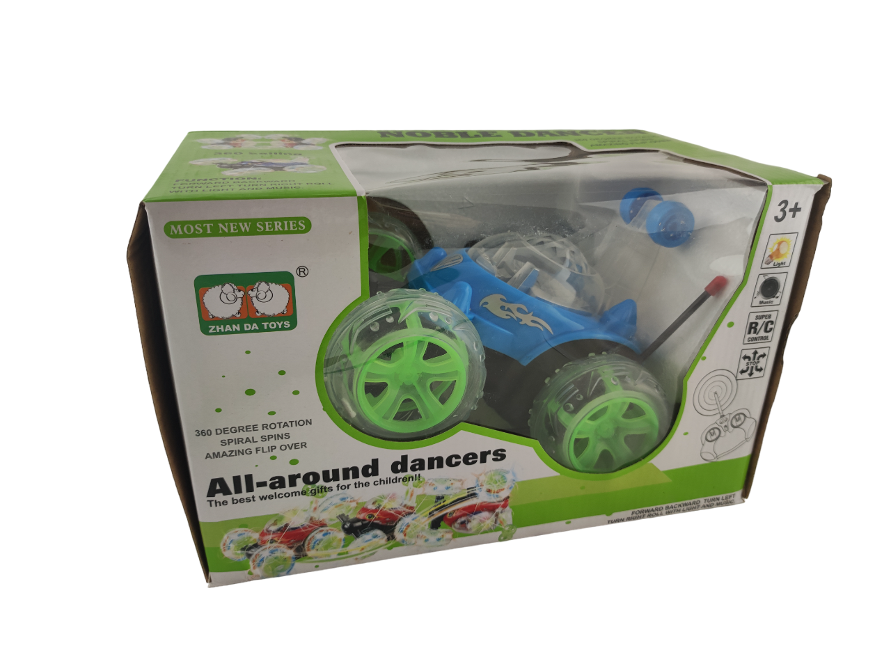 Машинка на радіокеруванні трюкова передні колеса поворотні на 360° звук/світло (000050)