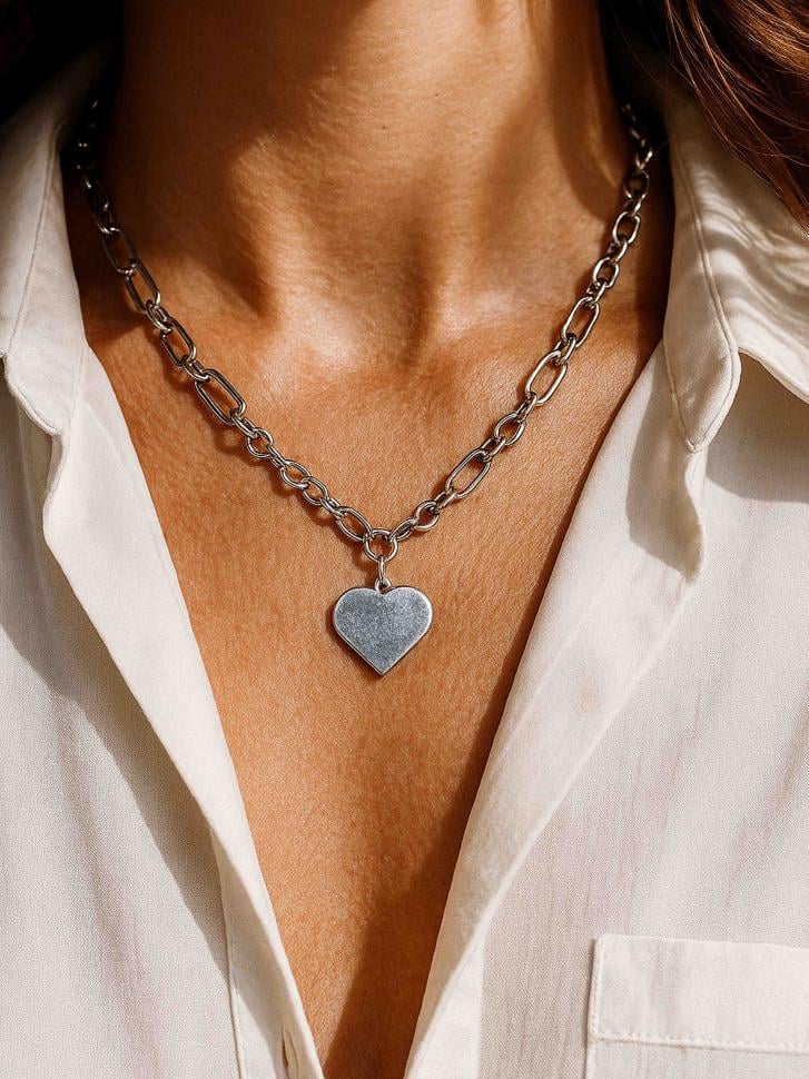 Ланцюг з сердечком під срібло (4814)