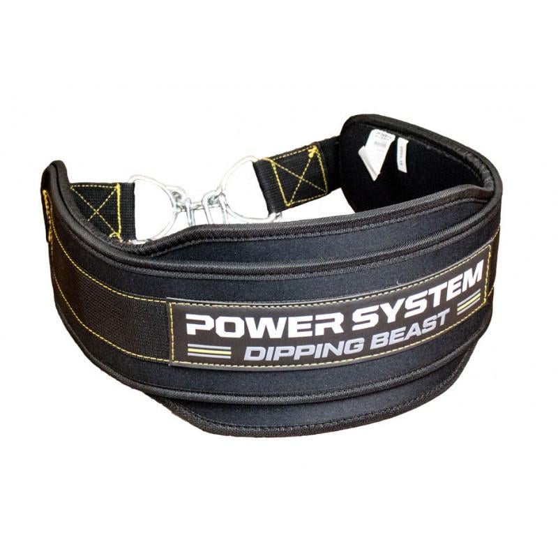 Пояс для обтяжень із ланцюгом Power System PS-3860 Dipping Beast неопреновий Black/Yellow (A-012143)