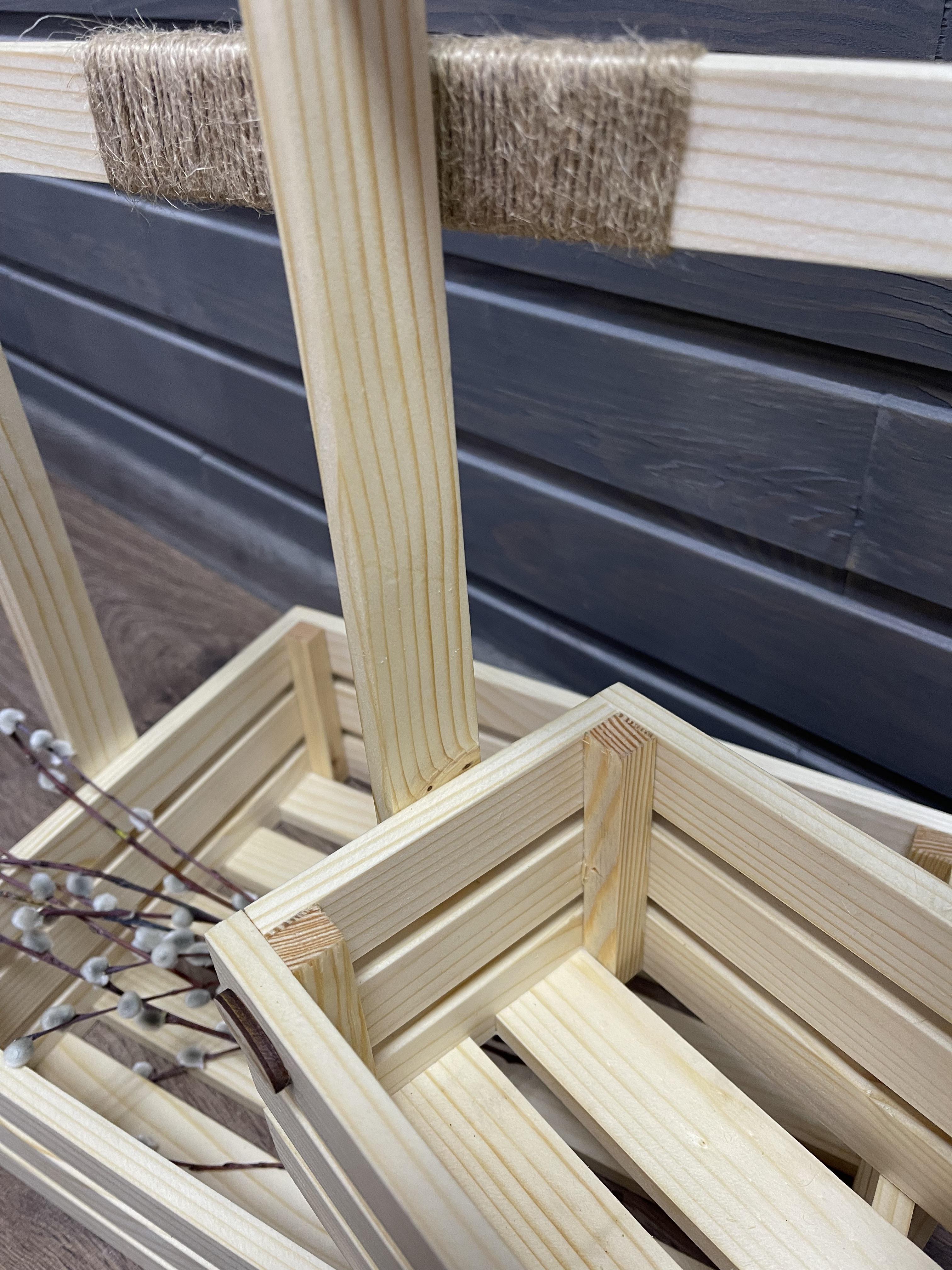 Комплект деревянный ящик/пасхальная корзина для хранения 34х26х40/18х14х34 см (id_248) - фото 4 Комплект деревянный ящик/пасхальная корзина для хранения 34х26х40/18х14х34 см (id_248) - фото 4