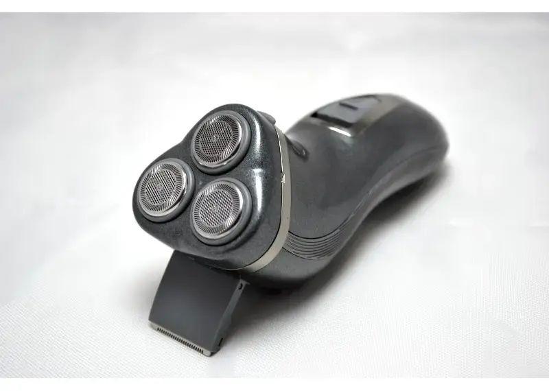 Электробритва для сухого бритья Gemei аккумуляторная с индикатором зарядки 3 головками и триммером Серый (GM-7500)