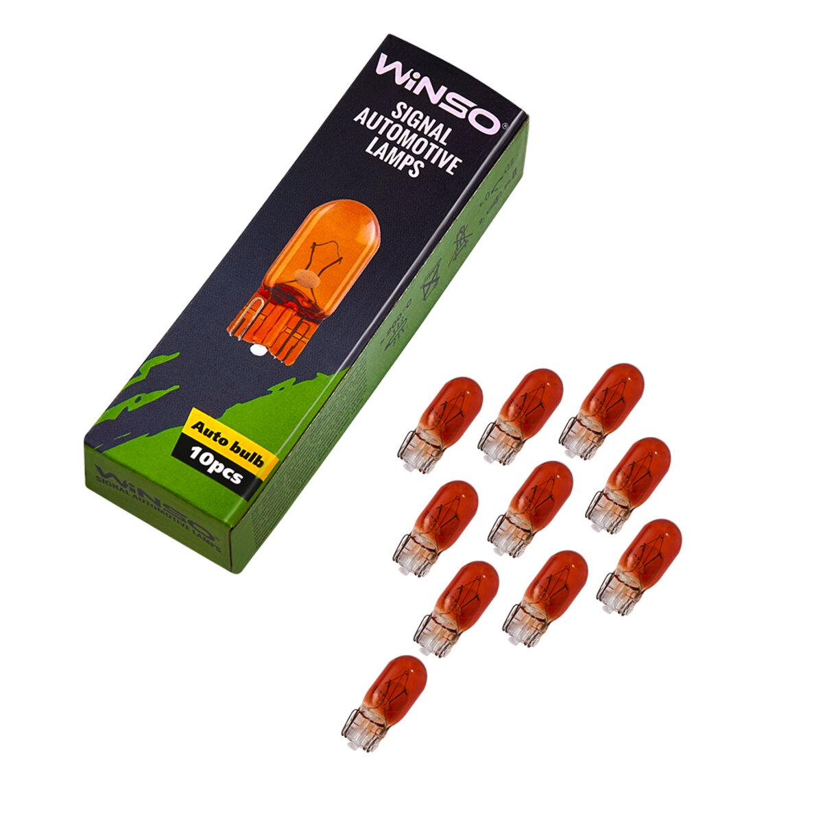 Лампа розжарювання Winso 12V WY5W 5W W2,1x9,5d Amber 10 шт.