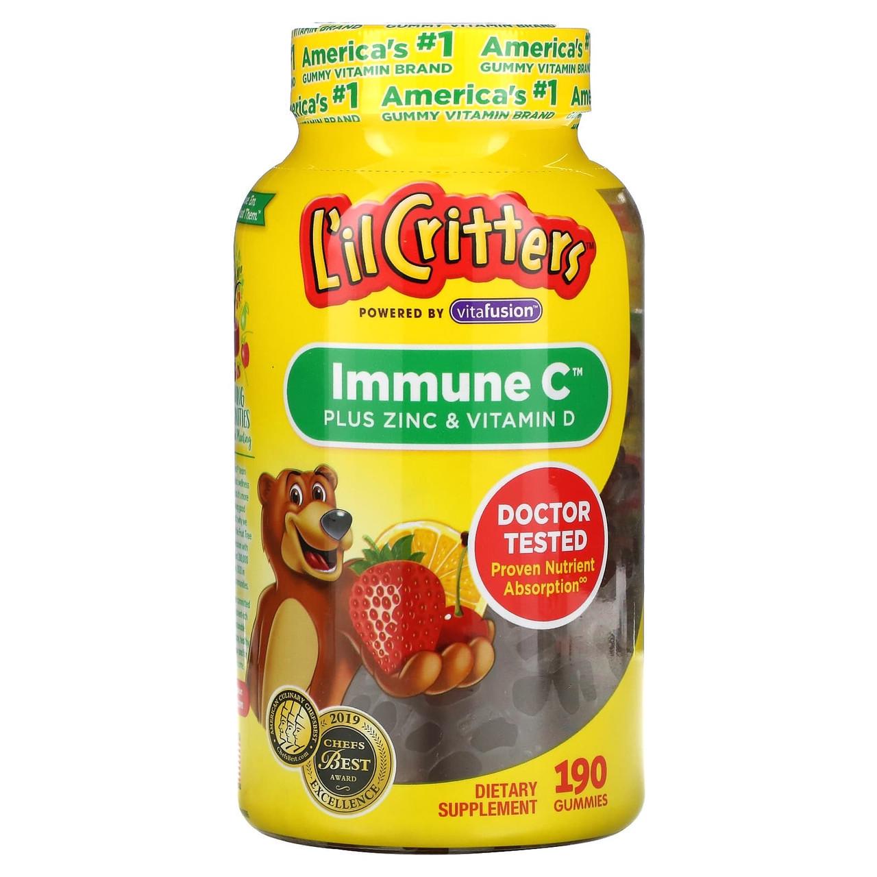 Витамин для детей L'il Critters Immune C Zink Vitamin D 190 жевательных мармеладок - фото 1 Витамин для детей L'il Critters Immune C Zink Vitamin D 190 жевательных мармеладок - фото 1