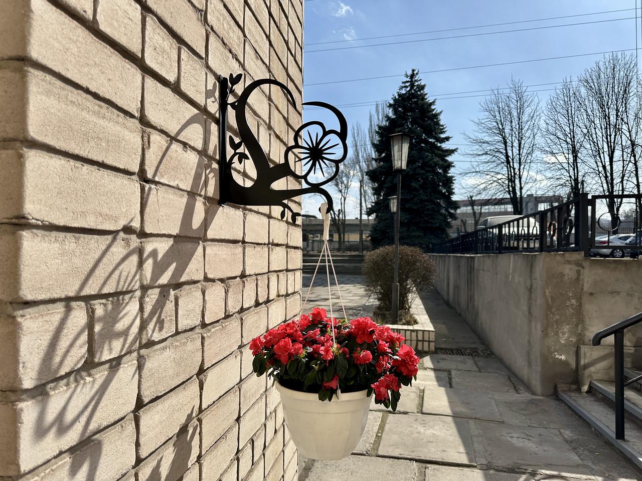 Кронштейн Сердце для кашпо с цветами метал Черный (М013) - фото 5