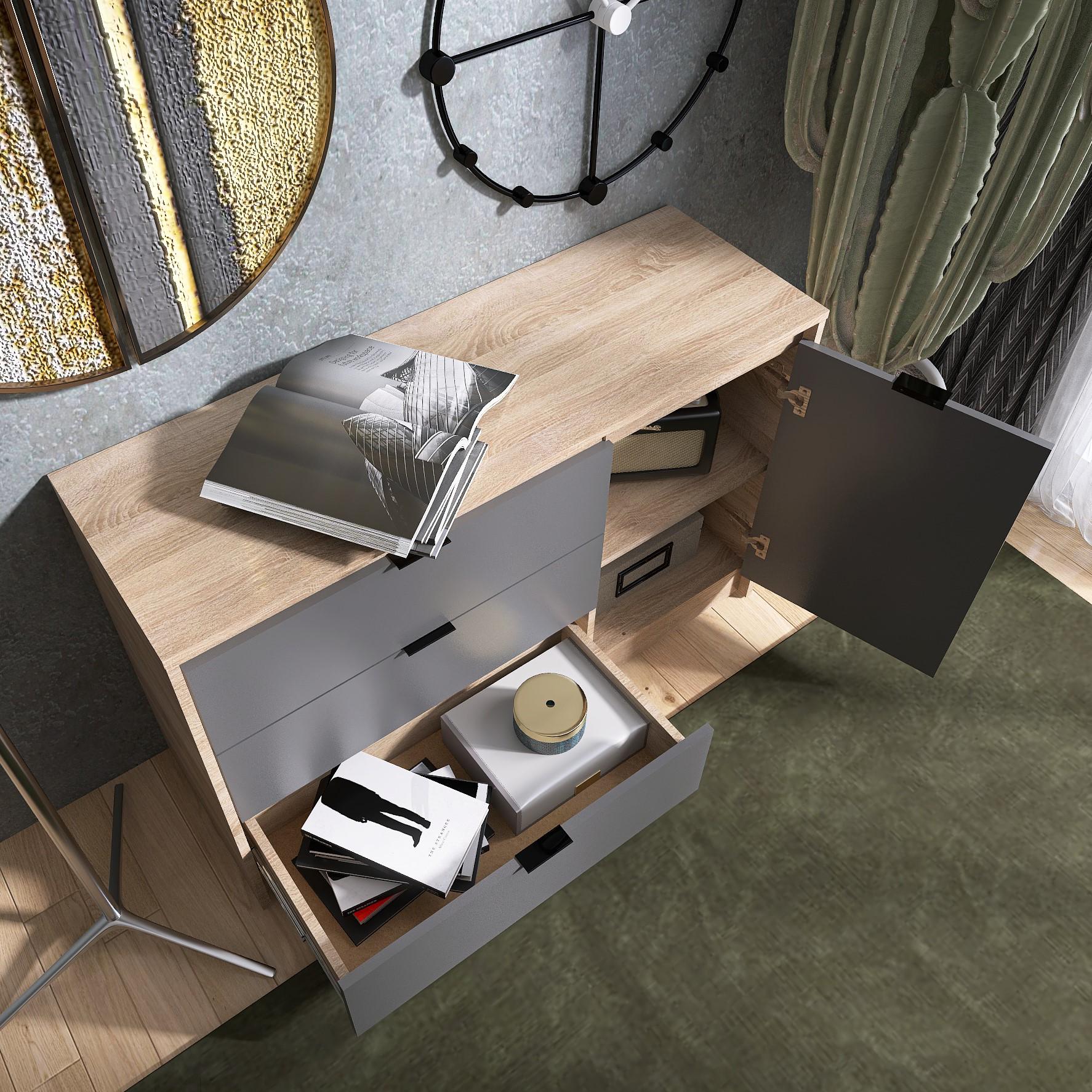 Комод Everest Сити 1150 1152х380х746 мм Сонома/Графит (11414) - фото 5 Комод Everest Сити 1150 1152х380х746 мм Сонома/Графит (11414) - фото 5