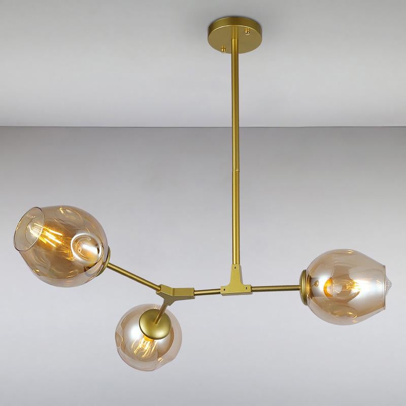 Люстра подвесная молекула Light House LS-15226-3 GD+BR на три лампы Золото / Коричневый