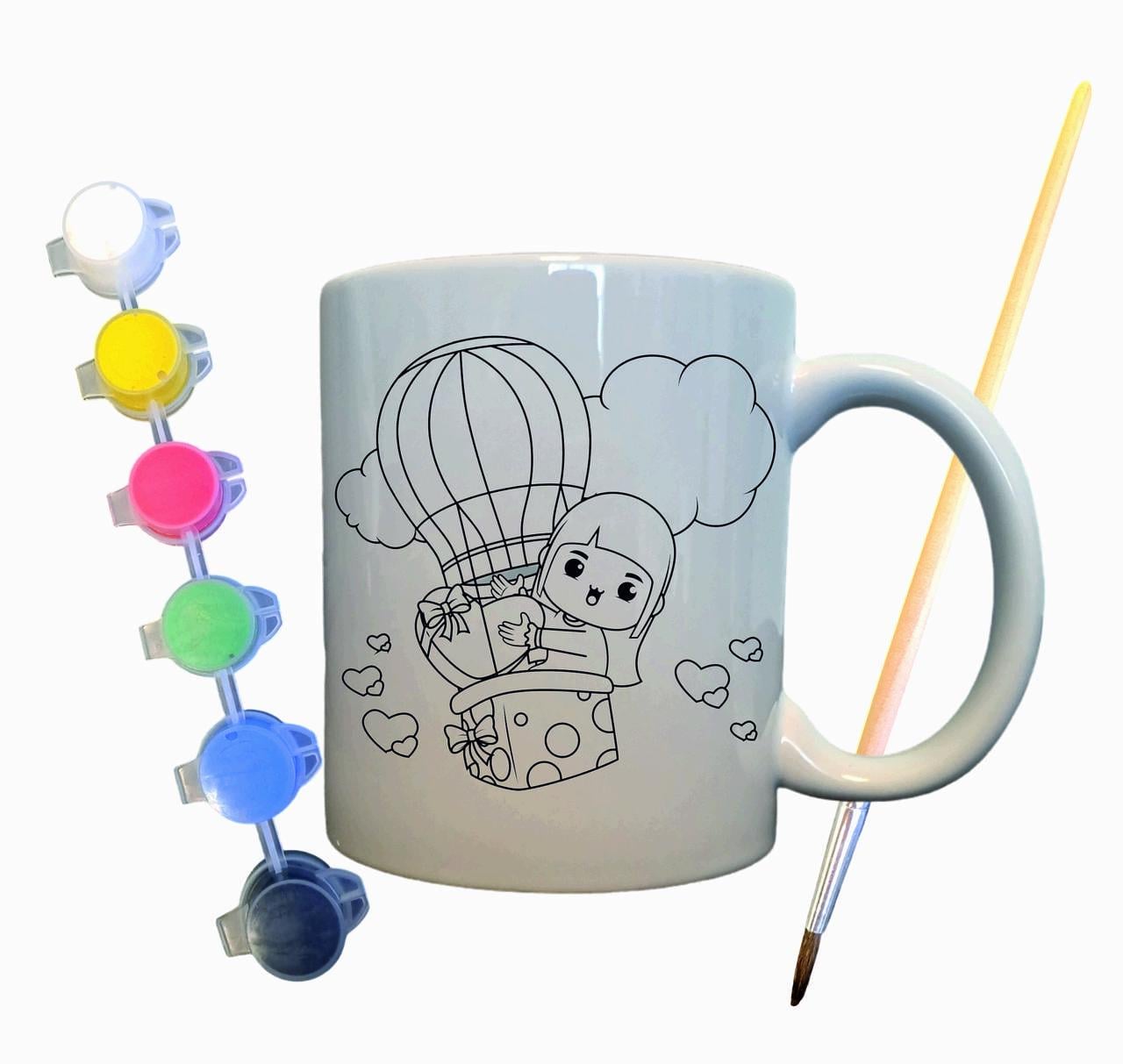 Набор для творчества кружка раскраска Воздушный шар 330 мл Белый (КР0017)