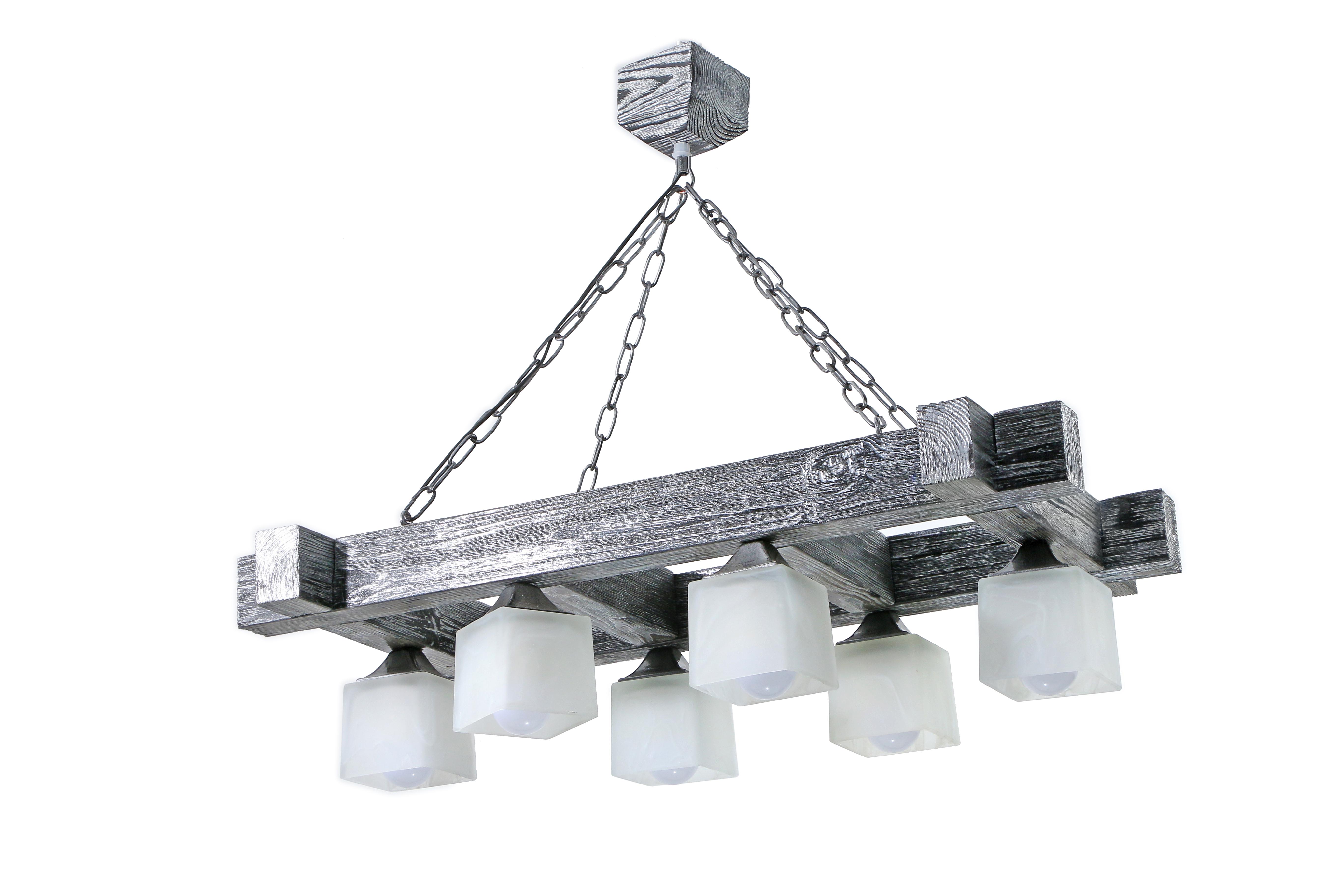 Люстра дерев'яна Sirius на 6 плафонів Чорне срібло (S7119/6)