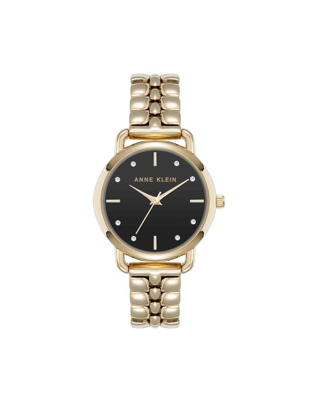 Наручные часы женские Anne Klein AK/5234BKGB с черным циферблатом и золотистым стальным браслетом