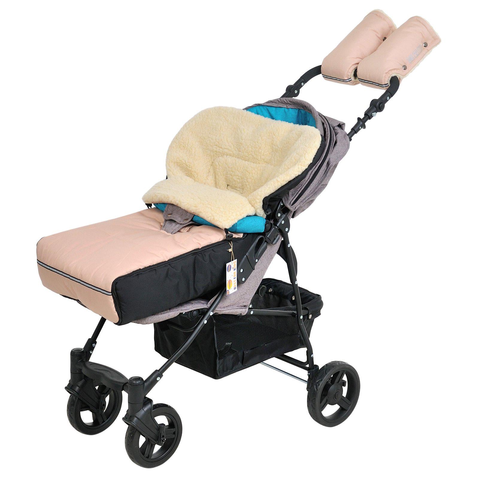 Комплект конверт-чохол зимовий For Kids Ideal з рукавичками на коляску 2в1 Бежевий (895)