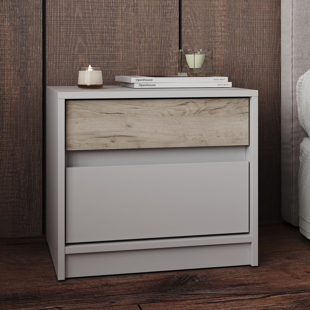 Тумба приліжкова Еверест Стайл-500 Кашемір/Крафт сірий (е-20742.01)