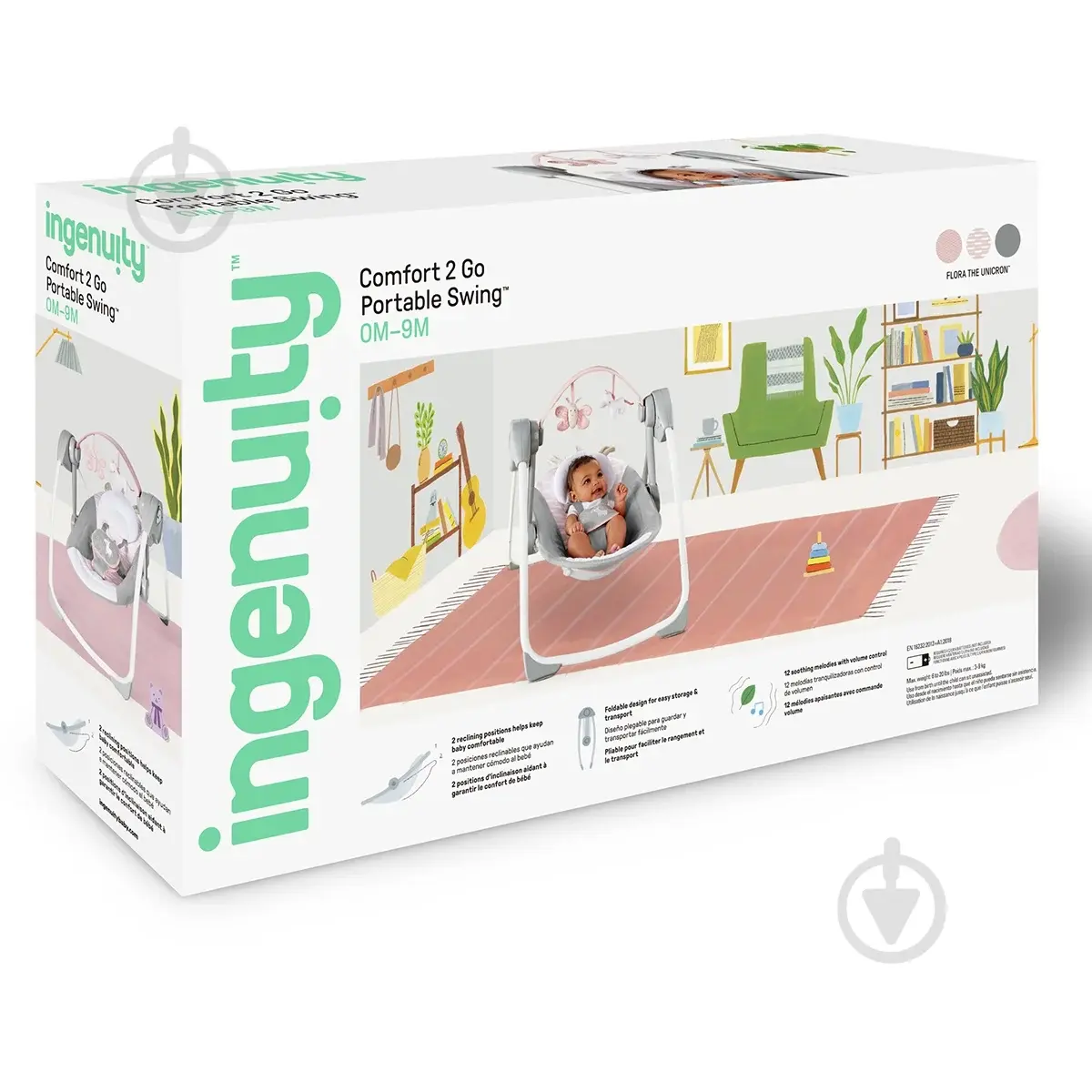 Шезлонг-гойдалка Ingenuity Flora the Unicorn 2в1 дитячий - фото 7