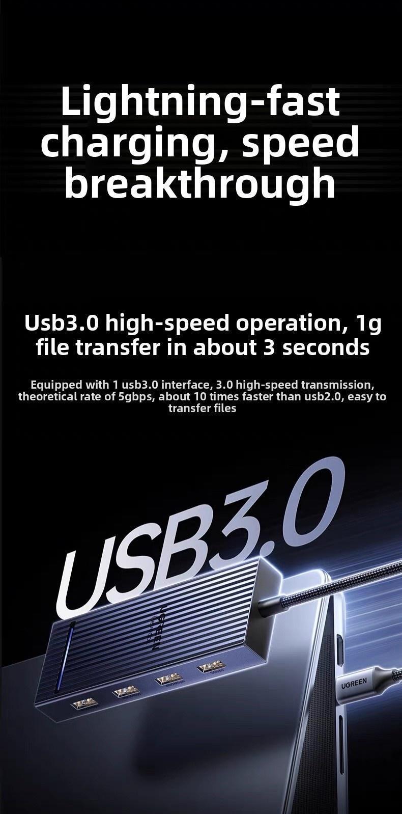 Хаб USB-C Ugreen 30 см 8K 30Hz HDMI Темно-сірий (55610) - фото 12