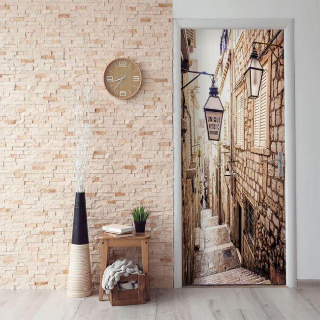 Наклейка интерьерная на двери Sticker Wall SW-00000968 Улица со ступеньками 104х210 см