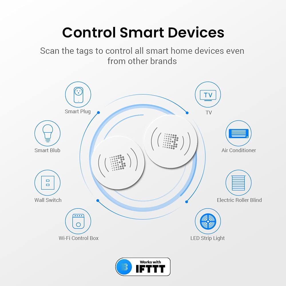 Комплект NFC міток Broadlink NFC Tag SRN1 IFTTT 5 міток 54 стікера Білий - фото 2