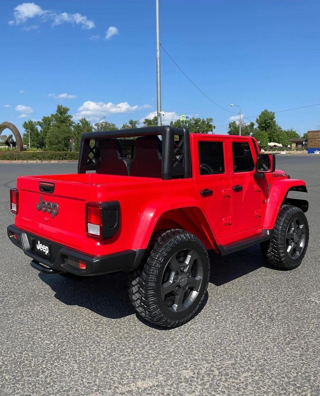 Дитячий електромобіль двомісний Jeep Rubicon XL 4 мотори шкіряне сидіння Червоний (14604827) - фото 6