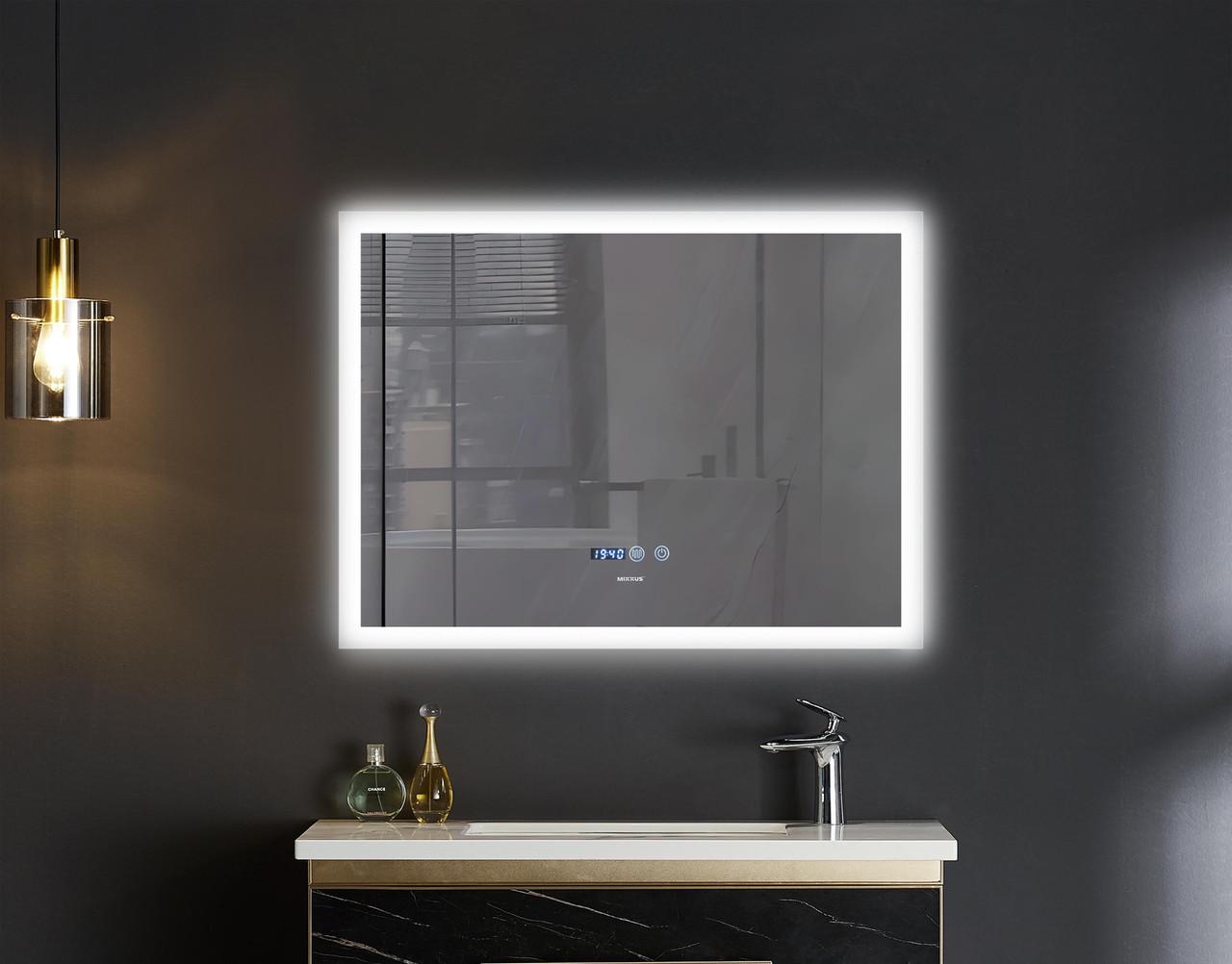 Дзеркало MIXXUS FLAT MR04-100x80 з LED Touch Anti-fog димером/годинником (MI6927)