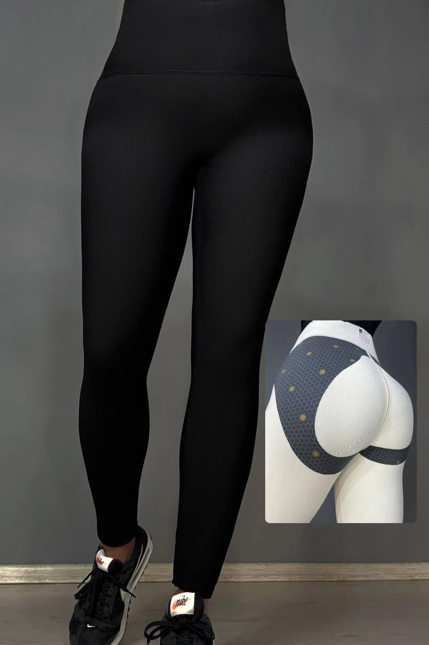 Лосини жіночі Kenalin W-30 утеплені на флісі в рубчик з пуш-ап ефектом L/XL Чорний (5405)