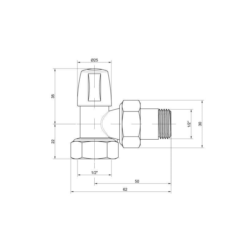 Кран радіаторний Icma №805 1/2 без ручки кутовий - фото 2