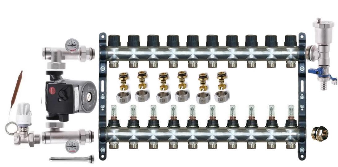 Коллектор для теплого пола Lider Comfort 10 контуров прямой комплект (9235865)