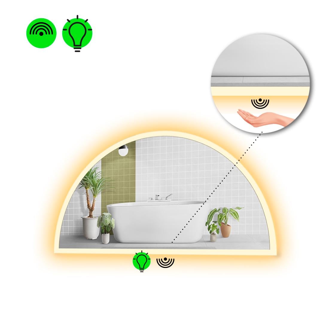 Зеркало с LED подсветкой Cerhio 3 с ИК включателем 70x35 см (8738273)