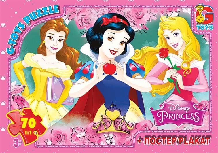Пазл G Toys Принцессы Дисней 70 элементов с постером в коробке (111644)