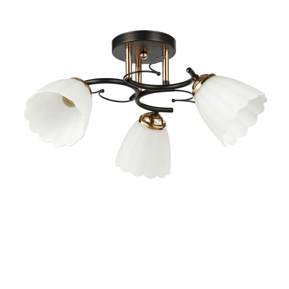 Люстра потолочная Light House SC-20274/3 BK/FG D470х240 плафон белый Черный/Золотой