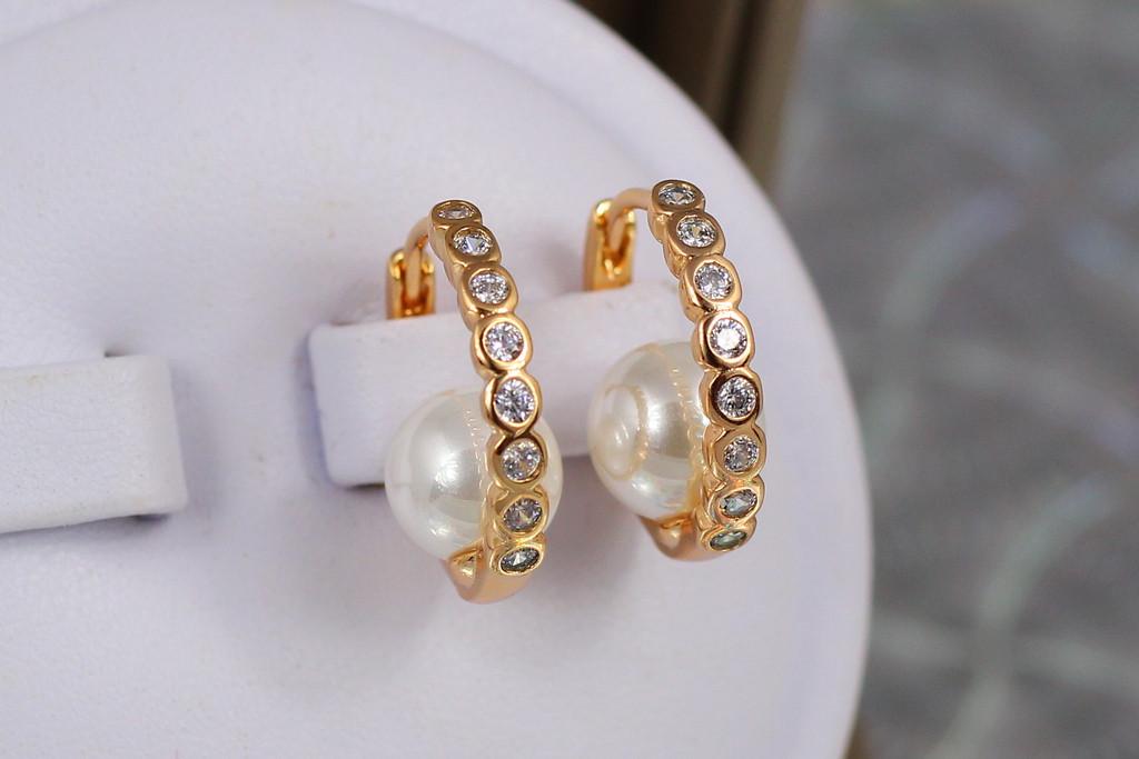 Серьги Xuping Jewelry Колечко с жемчужиной 1,8 см Золотистый