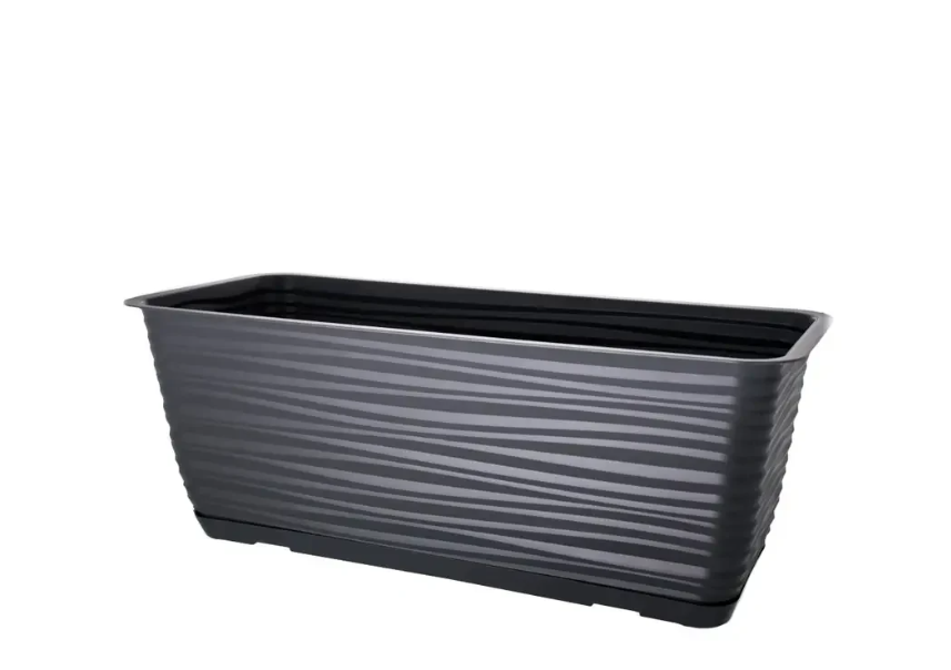 Балконный ящик для цветов Form-Plastic Сахара с подставкой 12,36 л 17х14х80 см Антрацит