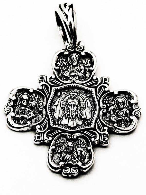 Образок серебряный Спас Нерукотворный Марк Матфей Иоанн Лука Образ БМ Невская Скоропослушница