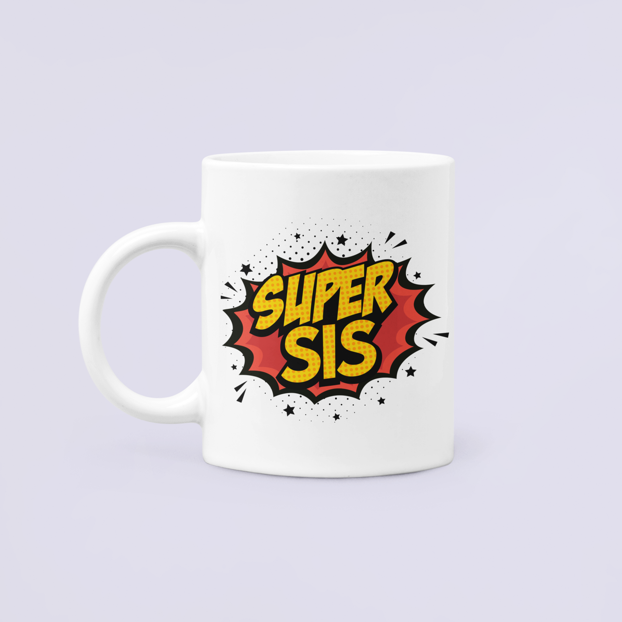 Чашка керамическая с принтом "Super sis" для сестры 330 мл Белый