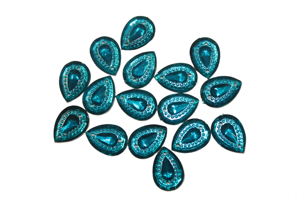 Камни пришивные Капелька точка 17х12 мм 30 шт. Бирюзовый
