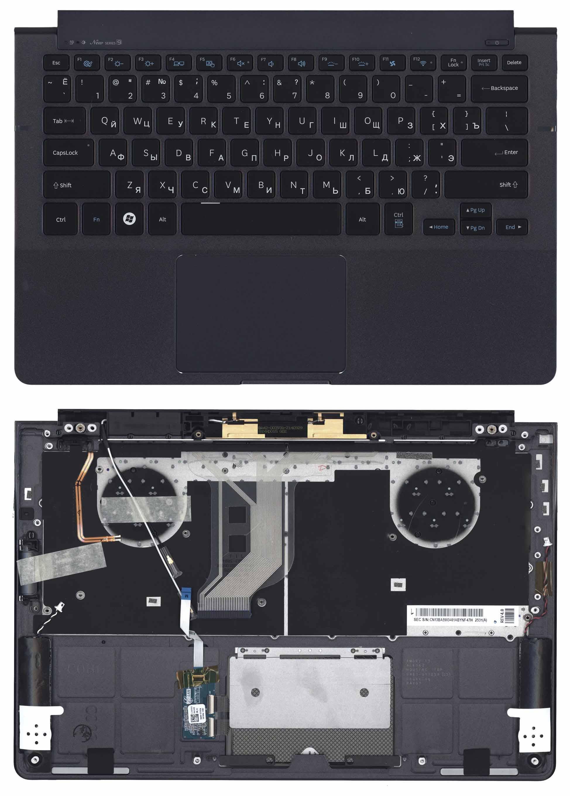 Клавиатура для ноутбука Samsung NP900X3C с подсветкой Light Black TopCase Black