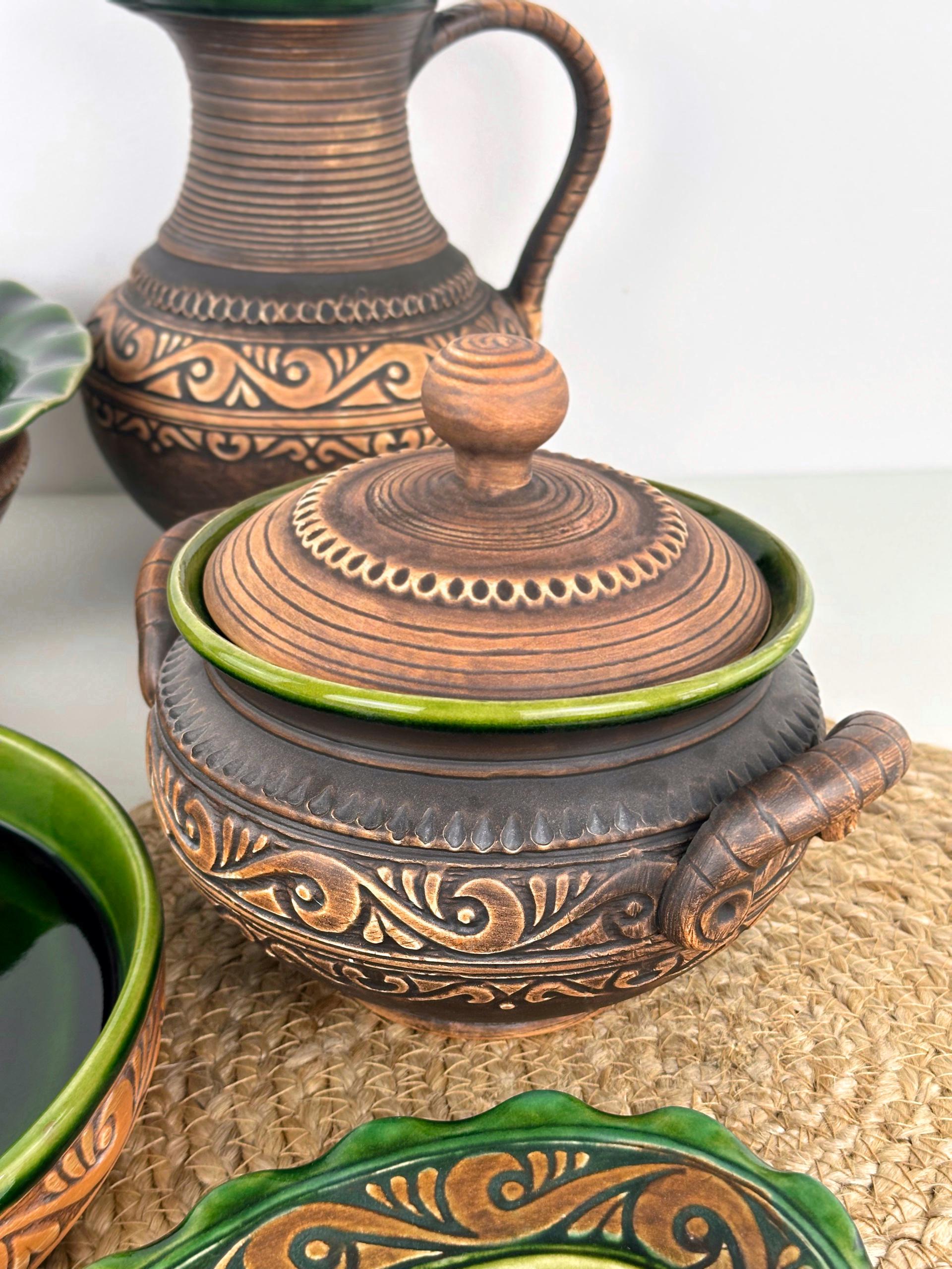 Набор глиняной посуды для горячих блюд на 4 человек Гражда Коричневый (17019-13) - фото 9 Набор глиняной посуды для горячих блюд на 4 человек Гражда Коричневый (17019-13) - фото 9