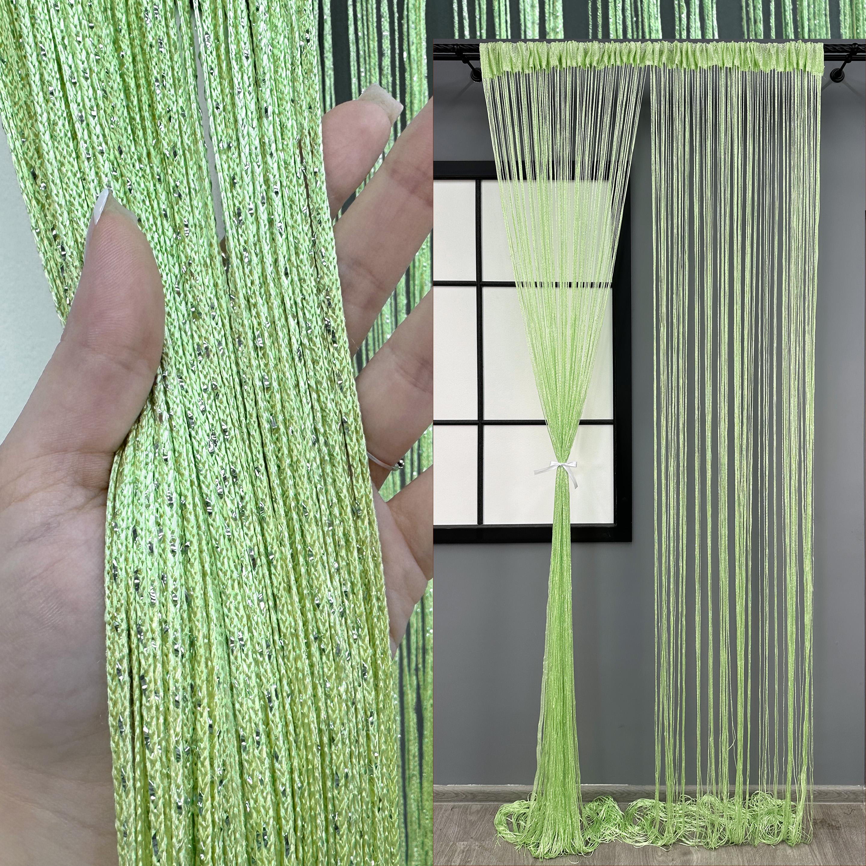 Шторы-нити с люрексом 300х300 см Салатовый (61-107) - фото 4 Шторы-нити с люрексом 300х300 см Салатовый (61-107) - фото 4