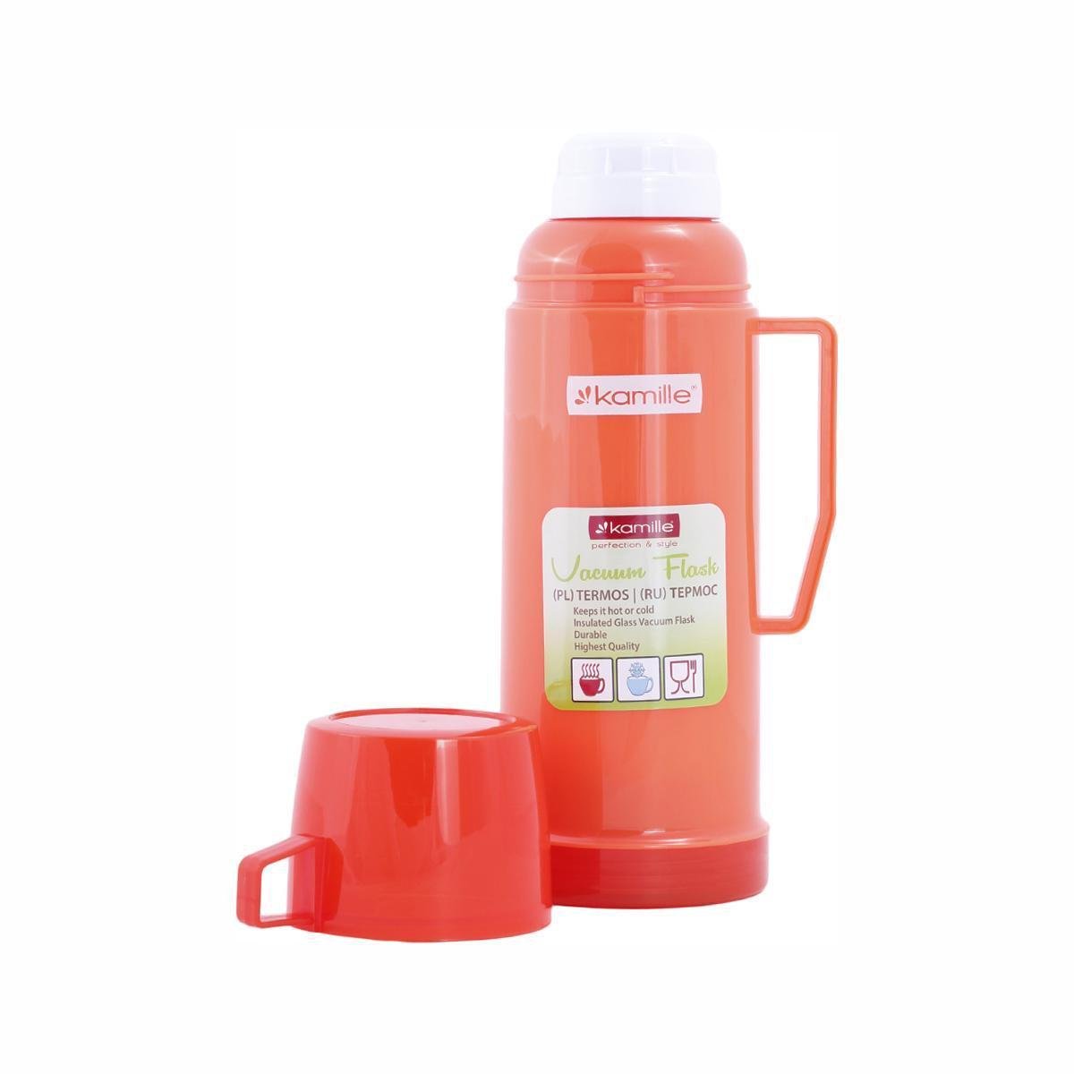 Термос Kamille со стеклянной колбой 450 мл Оранжевый (2070)