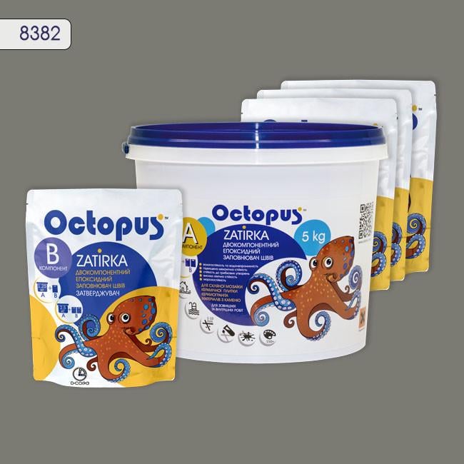 Фуга двухкомпонентная эпоксидная для плитки и мозаики Octopus 5 кг 8382