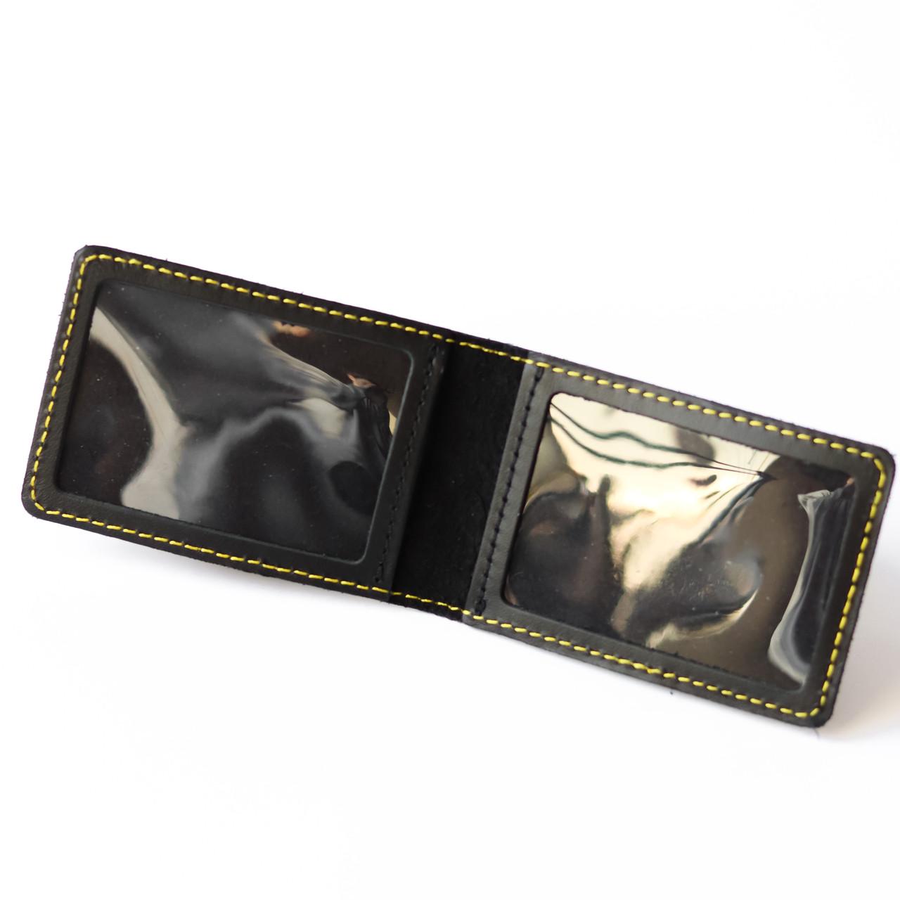 Обкладинка для автодокументів Водьке посвідчення жовта нитка Чорний/Золотий (2137022384) - фото 2