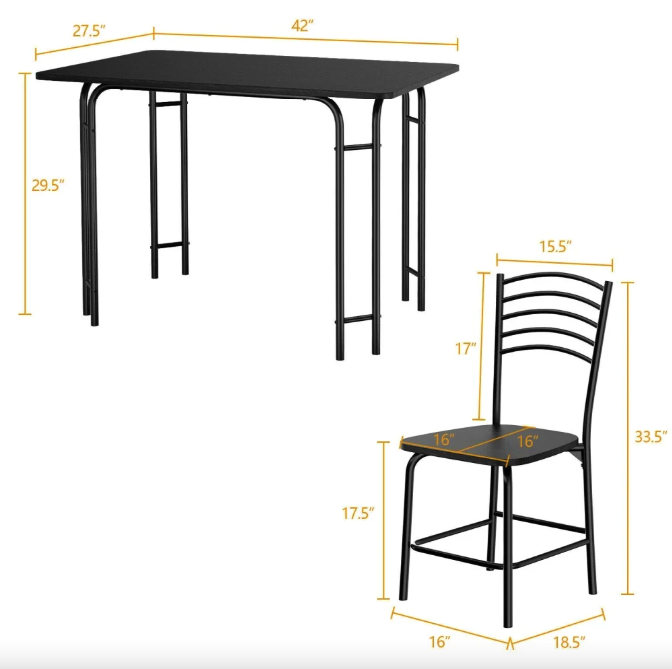 Комплект мебели Costway Katarina стол и 4 стула Черный (4766) - фото 3 Комплект мебели Costway Katarina стол и 4 стула Черный (4766) - фото 3