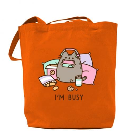 Шопер Pusheen "I'm Busy" 37х41 см Оранжевый (13422422-9-184714) - фото 1