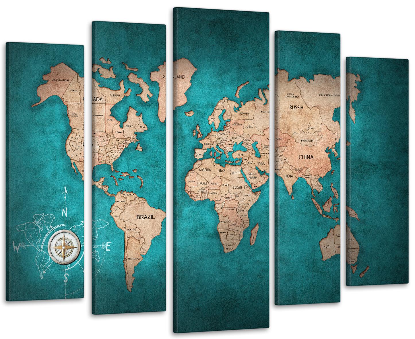 Картина модульна Карта світу 115х170 см (Art-468_5)