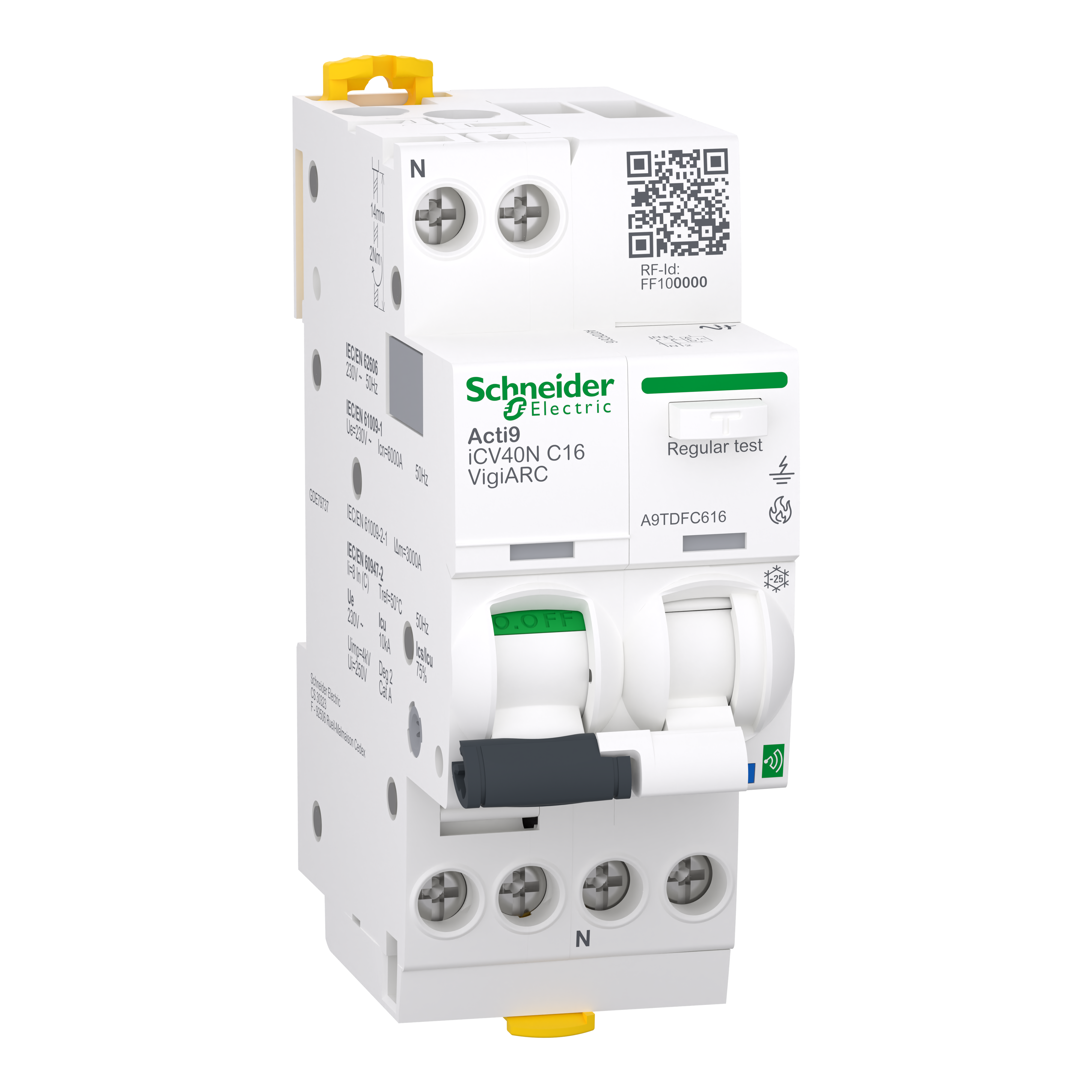 Дифференциальный выключатель Schneider Electric iCV40N 1P+N 16A 30мА 10кА C тип A-SI с УЗДП (A9TDFC616)