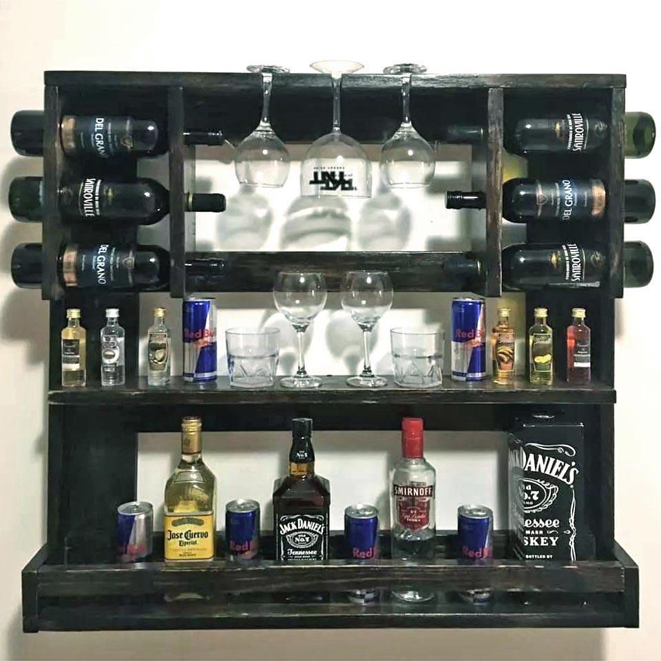 Полка для вина настенная из дерева Хамамацу Венге (ПНК-004212)