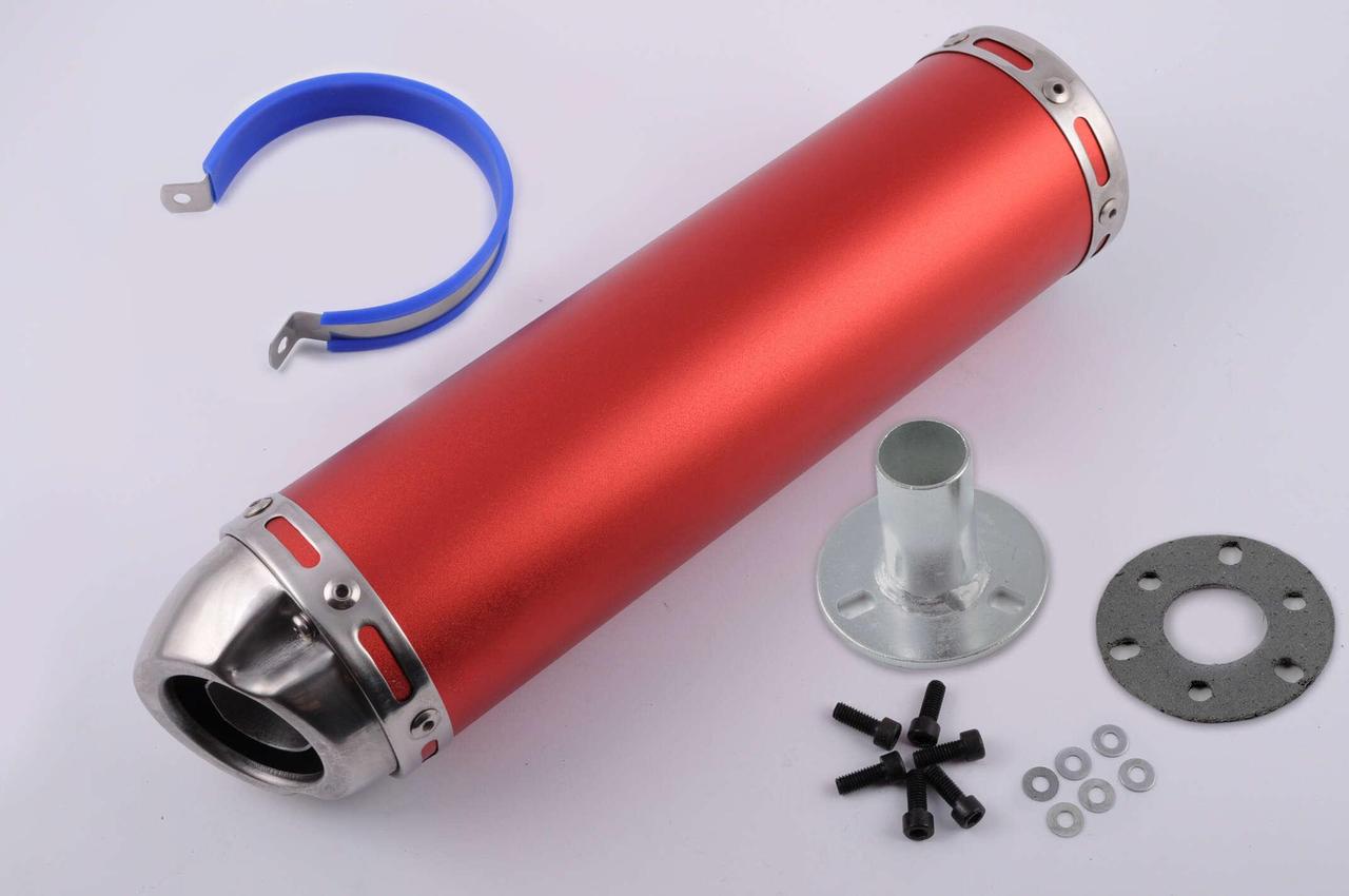 Глушитель тюнинг mod:10 300х90 мм/крепление Ø 48 мм Красный прямоток (2177153806)