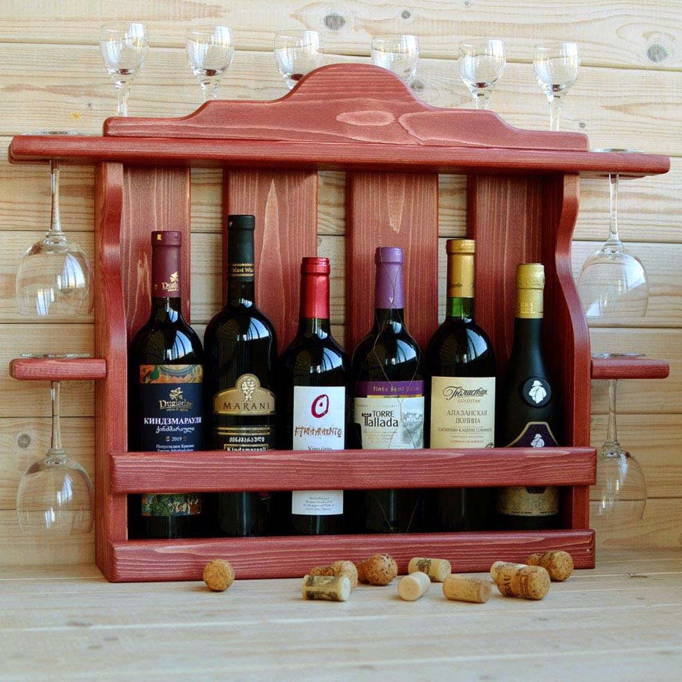 Полка для вина настенная из дерева Ивакура Коралл (ПНК-008714)