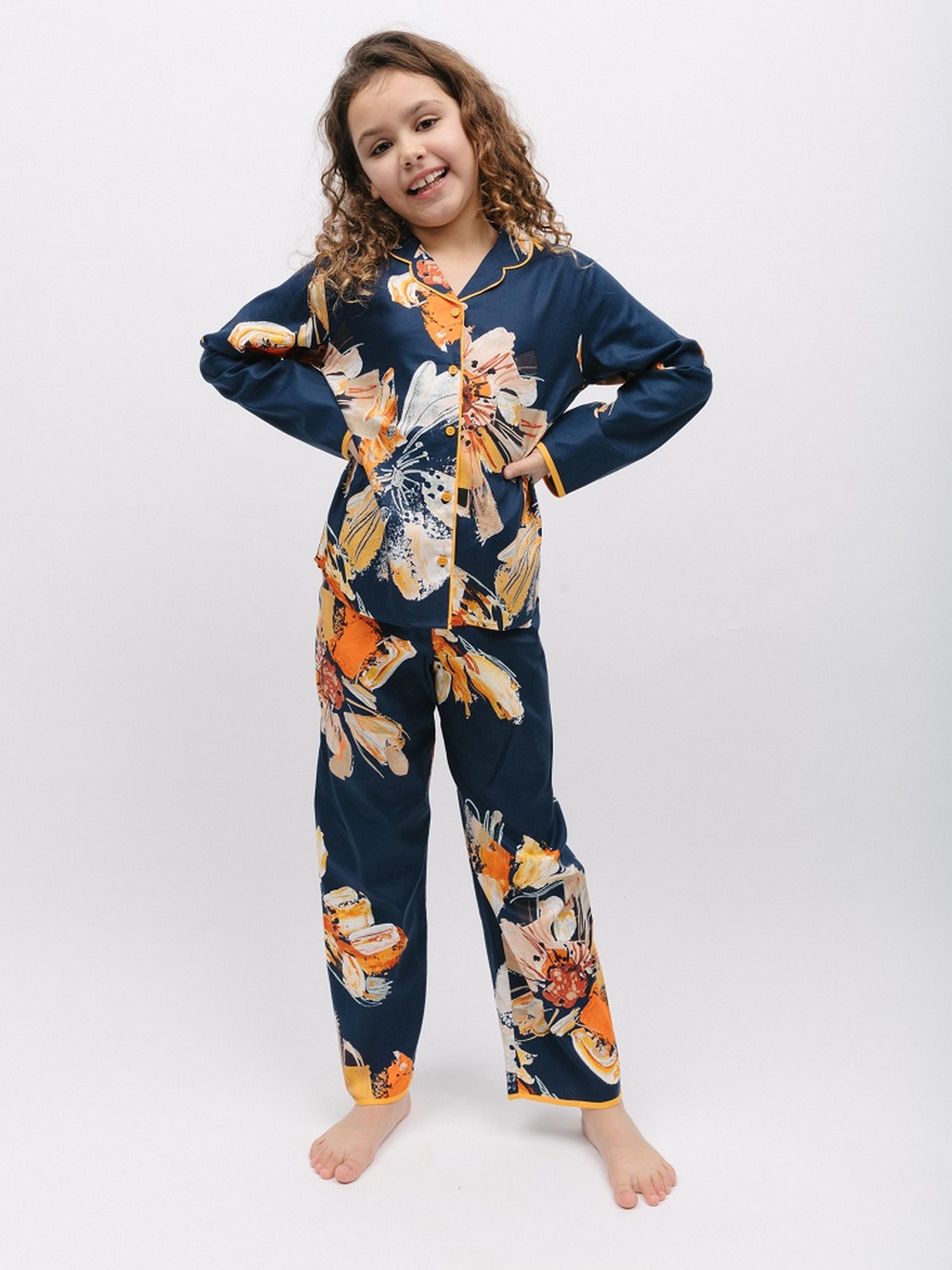 Пижама для девочки CYBERJAMMIES Cosmo 7020 4-5 лет 110 см с цветочным принтом Синий (5051877473164)