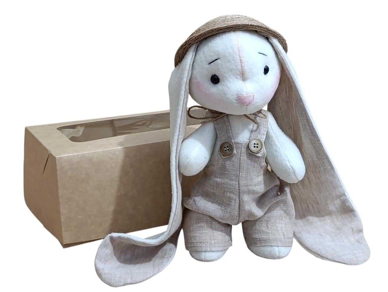 Мягкая игрушка Зайка мальчик льняной с шляпой 27см (2619777914)
