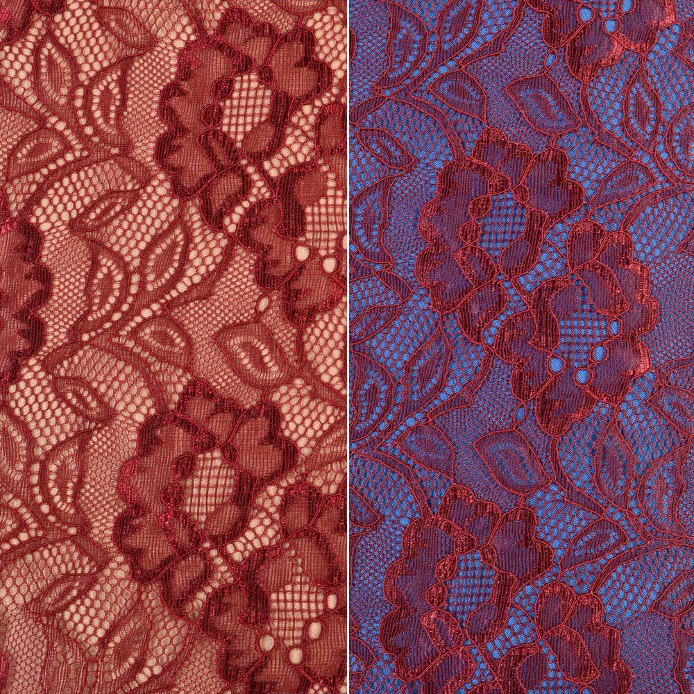 Тканина мереживне полотно стрейч квіти на сітці ширина 150 см Червоний (11135.067) - фото 3 Тканина мереживне полотно стрейч квіти на сітці ширина 150 см Червоний (11135.067) - фото 3