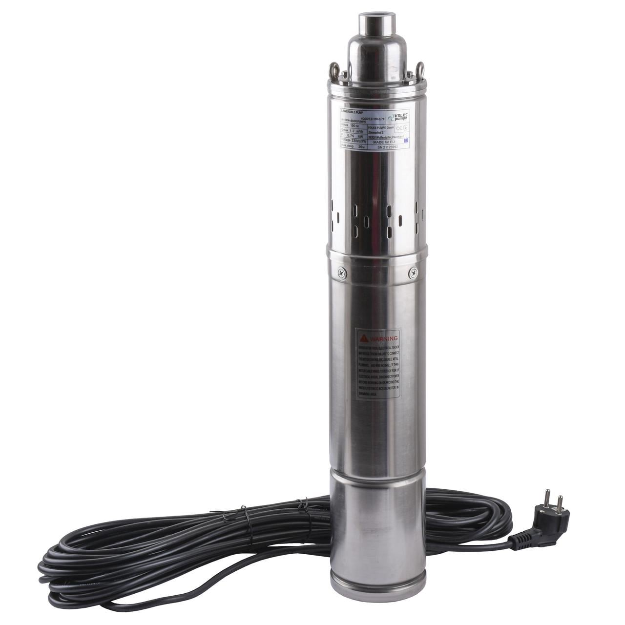 Насос скважинный шнековый VOLKS pumpe 4QGD1,2-100-0,75кВт 4"/кабель 15 м