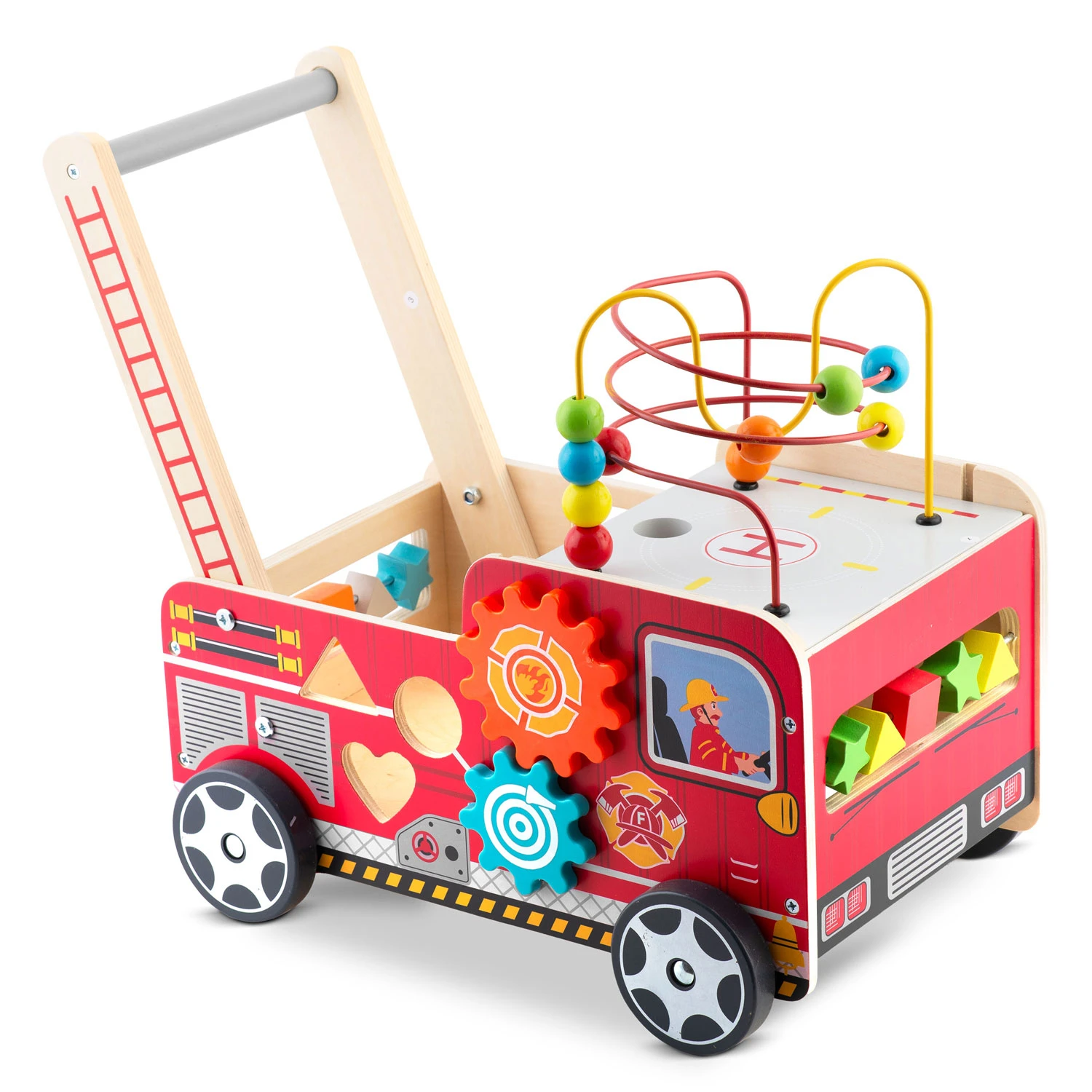 Ходунки дерев'яні Ricokids RK-873 Пожежний Автомобіль (787301) Ходунки дерев'яні Ricokids RK-873 Пожежний Автомобіль (787301)